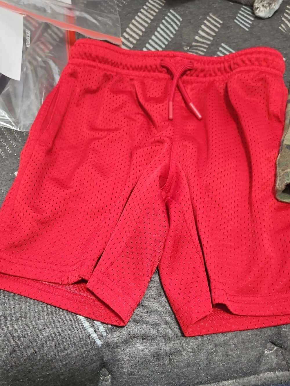 Boys Red Athletic Mesh Shorts - Casual Drawstring Workout Shorts
